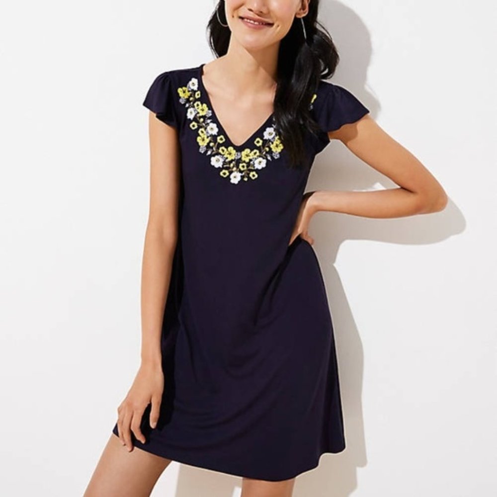 NWT Embroidered swing dress by Loft